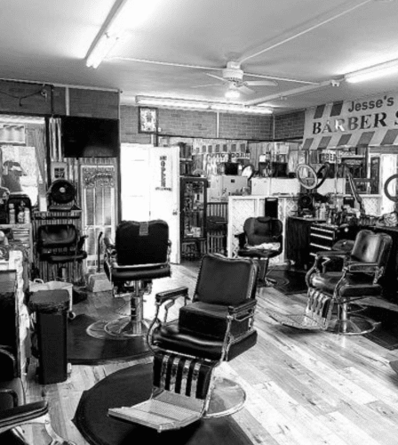 A vintage photo of Jesse's Barbershop
